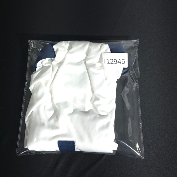 Collars & Co Mens 2XL White Navy Dress Collar Polo Shirt Polyester Short Sleeve - Picture 9 of 9